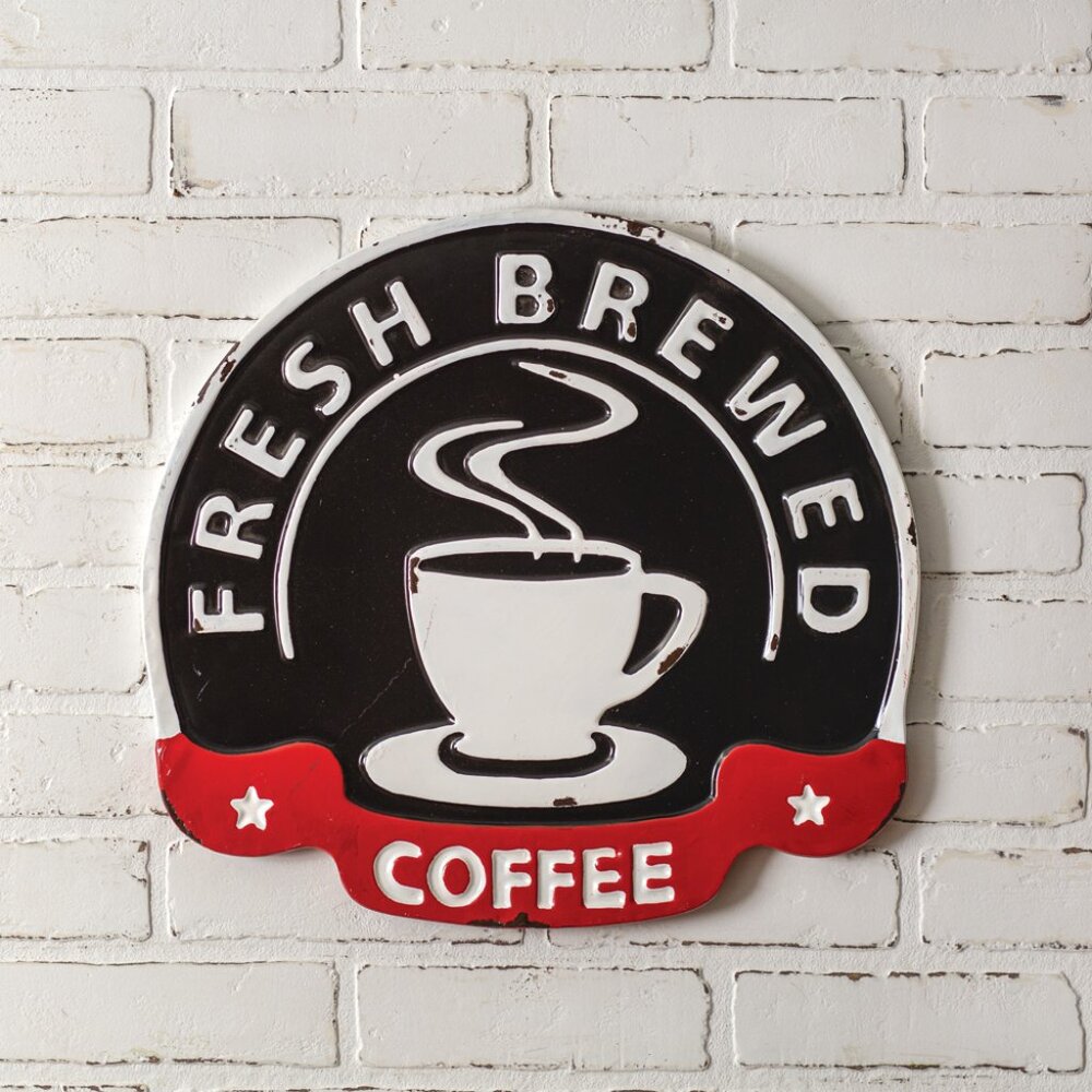 Fresh Brewed Coffee Metal Sign